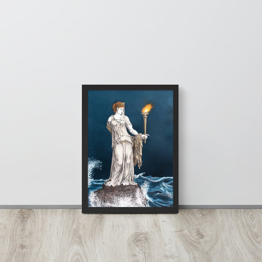 Framed art print, GUIDING LIGHT, Niki McQueen, spiritual, blue artwork, home decor, to frame, original reproduction, light in darkness
