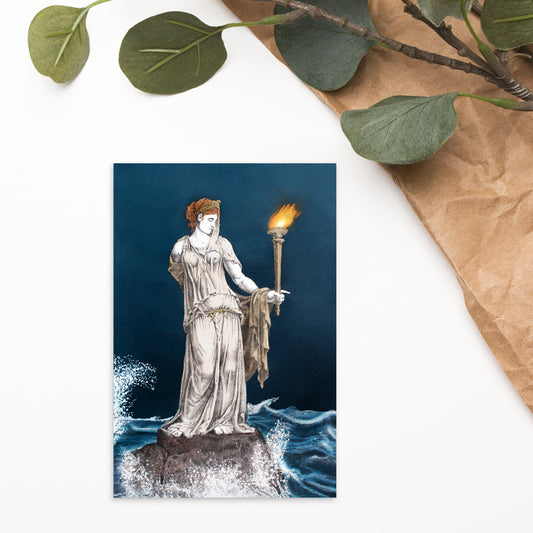 Art Card, GUIDING LIGHT - single-sided, quality printed card, Niki McQueen, stormy dea, strong woman, light in darkness, light the way